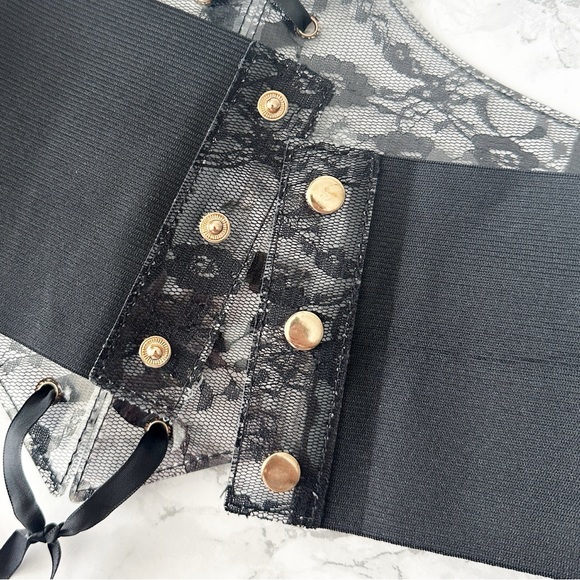 Romantic Black Lace Corset Style Waist Belt Stretch Snap Back Closure Size Small - Picture 12 of 12